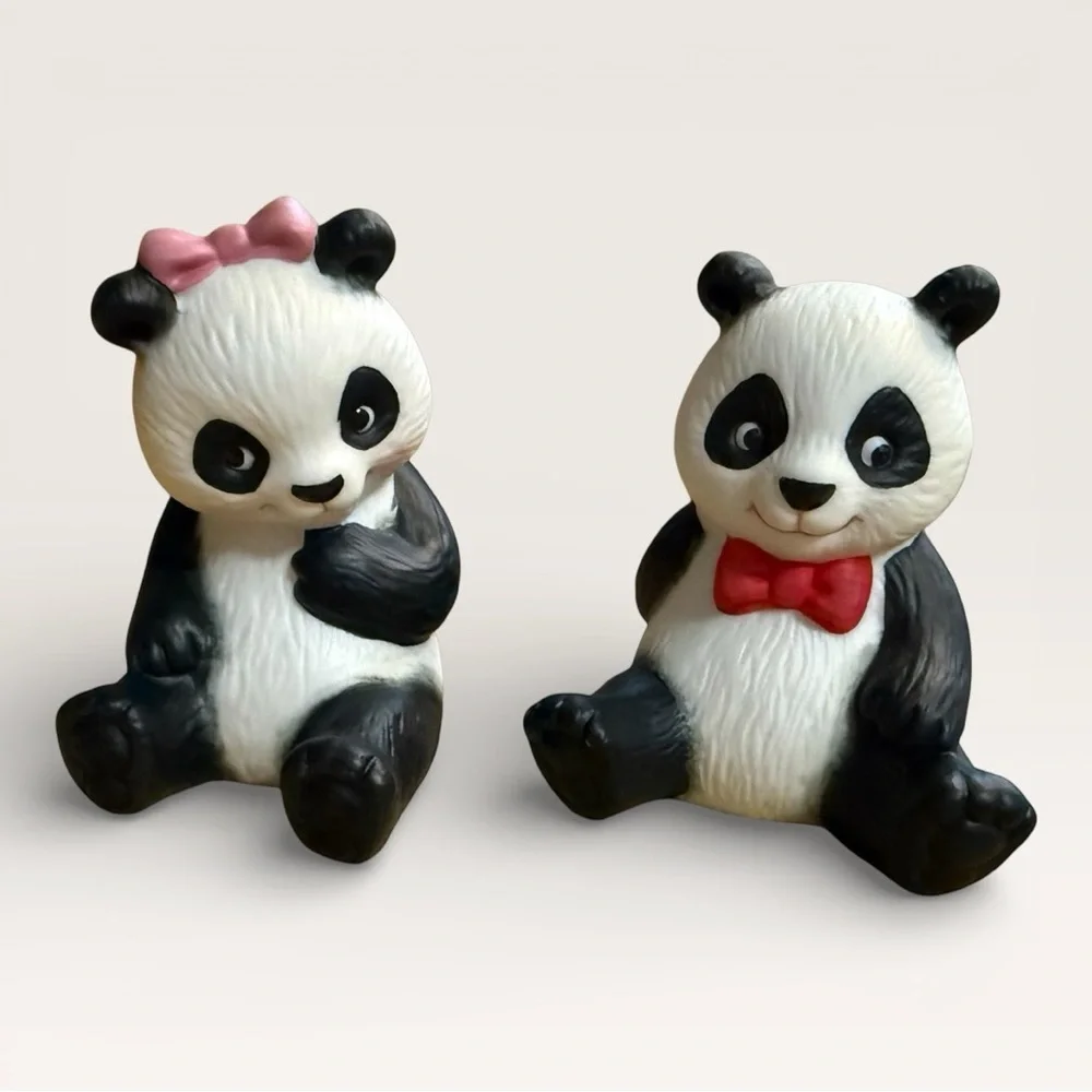 Vintage 1990 Avon Panda Sweetheart Porcelain Figurine Set